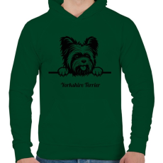 PRINTFASHION Yorkshire Terrier - Férfi kapucnis pulóver - Sötétzöld