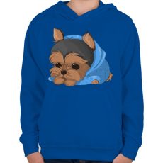 PRINTFASHION Yorkshire terrier - Gyerek kapucnis pulóver - Királykék