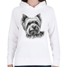 PRINTFASHION Yorkshire terrier kutya  - Női kapucnis pulóver - Fehér női pulóver, kardigán