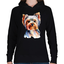 PRINTFASHION Yorkshire terrier kutya - Női kapucnis pulóver - Fekete női pulóver, kardigán