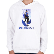 PRINTFASHION Yoru valorant - Gyerek kapucnis pulóver - Fehér gyerek pulóver, kardigán