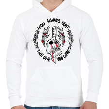 PRINTFASHION You always hurt The One you love - Férfi kapucnis pulóver - Fehér férfi pulóver, kardigán