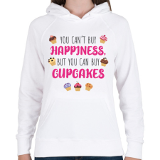 PRINTFASHION You can't by happiness - Női kapucnis pulóver - Fehér női pulóver, kardigán
