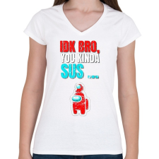 PRINTFASHION You kinda Sus! - Among Us - Női V-nyakú póló - Fehér női póló