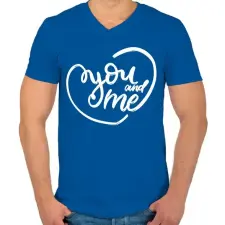 PRINTFASHION You & me - Férfi V-nyakú póló - Királykék férfi póló