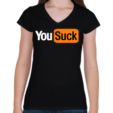 PRINTFASHION you suck - Női V-nyakú póló - Fekete