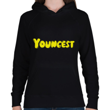 PRINTFASHION Youngest - Legkisebb tesó - Női kapucnis pulóver - Fekete női pulóver, kardigán