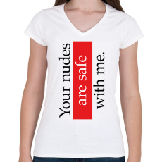 PRINTFASHION Your nudes - Telefontok - Női V-nyakú póló - Fehér