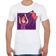 PRINTFASHION Zajfogó macska - Férfi póló - Fehér férfi póló