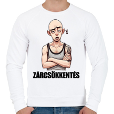 PRINTFASHION Zárcsökkentés - vicces mém karikatúra - Férfi pulóver - Fehér