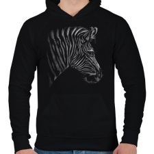 PRINTFASHION Zebra portré - Férfi kapucnis pulóver - Fekete férfi pulóver, kardigán