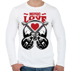 PRINTFASHION Zene és szerelem - Férfi hosszú ujjú póló - Fehér