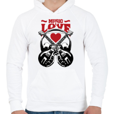 PRINTFASHION Zene és szerelem - Férfi kapucnis pulóver - Fehér