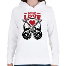PRINTFASHION Zene és szerelem - Női kapucnis pulóver - Fehér női pulóver, kardigán