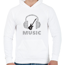 PRINTFASHION Zene - Férfi kapucnis pulóver - Fehér