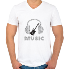 PRINTFASHION Zene - Férfi V-nyakú póló - Fehér férfi póló