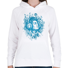 PRINTFASHION Zene hangulat - Női kapucnis pulóver - Fehér női pulóver, kardigán