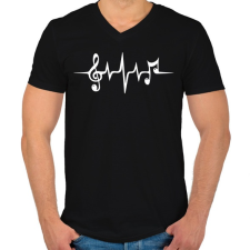 PRINTFASHION Zene pulzus - Férfi V-nyakú póló - Fekete férfi póló