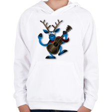 PRINTFASHION Zenélő szarvas - Gyerek kapucnis pulóver - Fehér gyerek pulóver, kardigán