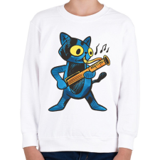 PRINTFASHION Zenész cica - Gyerek pulóver - Fehér gyerek pulóver, kardigán