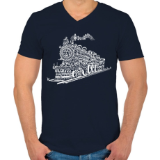 PRINTFASHION Zenevonat - Férfi V-nyakú póló - Sötétkék