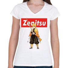 PRINTFASHION Zenitsu - Női V-nyakú póló - Fehér női póló
