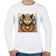 PRINTFASHION Zentangle macskafej - Férfi hosszú ujjú póló - Fehér