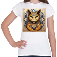 PRINTFASHION Zentangle macskafej - Női póló - Fehér női póló