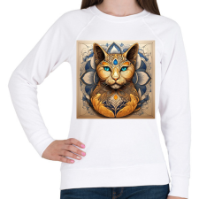 PRINTFASHION Zentangle macskafej - Női pulóver - Fehér női pulóver, kardigán