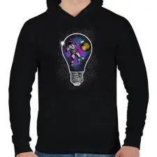 PRINTFASHION Zéró gravitáció - Férfi kapucnis pulóver - Fekete férfi pulóver, kardigán