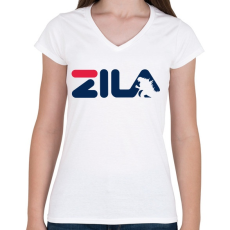 PRINTFASHION ZILA - Női V-nyakú póló - Fehér