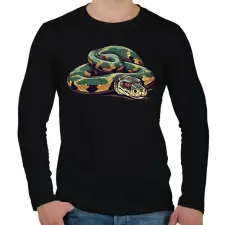 PRINTFASHION Zöld anakonda - Férfi hosszú ujjú póló - Fekete férfi póló