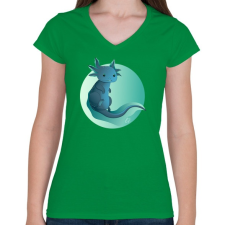 PRINTFASHION Zöld axolotl - Női V-nyakú póló - Zöld női póló