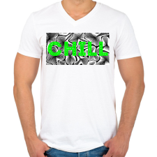 PRINTFASHION Zöld CHILL - Férfi V-nyakú póló - Fehér férfi póló