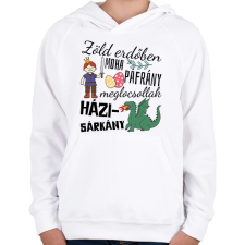 PRINTFASHION Zöld erdőben moha páfrány - Gyerek kapucnis pulóver - Fehér gyerek pulóver, kardigán