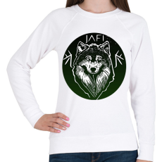 PRINTFASHION zöld farkas - Női pulóver - Fehér