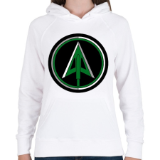 PRINTFASHION Zöld Íjász - Női kapucnis pulóver - Fehér női pulóver, kardigán