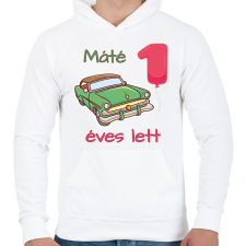 PRINTFASHION Zöld kocsi - Névvel, számmal - Férfi kapucnis pulóver - Fehér női pulóver, kardigán