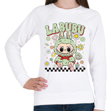 PRINTFASHION Zöld Labubu - Női pulóver - Fehér női pulóver, kardigán
