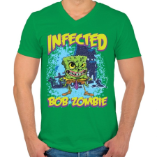 PRINTFASHION Zombi Bob - Férfi V-nyakú póló - Zöld férfi póló