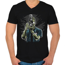 PRINTFASHION Zombi fotós - Férfi V-nyakú póló - Fekete