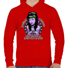 PRINTFASHION Zombi kaszinó - Férfi kapucnis pulóver - Piros férfi pulóver, kardigán