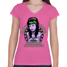 PRINTFASHION Zombi kaszinó - Női V-nyakú póló - Rózsaszín