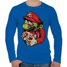 PRINTFASHION Zombi Mario - Férfi hosszú ujjú póló - Királykék férfi póló