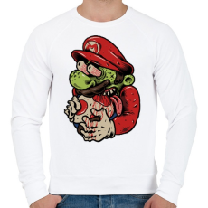 PRINTFASHION Zombi Mario - Férfi pulóver - Fehér