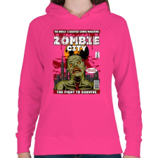 PRINTFASHION Zombi város - Női kapucnis pulóver - Fukszia női pulóver, kardigán