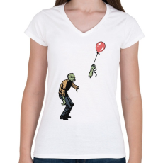 PRINTFASHION Zombie boy - Női V-nyakú póló - Fehér
