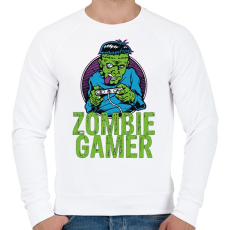 PRINTFASHION Zombie gamer - Férfi pulóver - Fehér