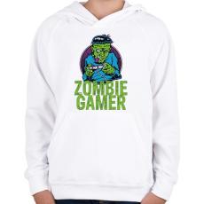 PRINTFASHION Zombie gamer - Gyerek kapucnis pulóver - Fehér