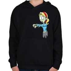 PRINTFASHION Zombie girl - Gyerek kapucnis pulóver - Fekete